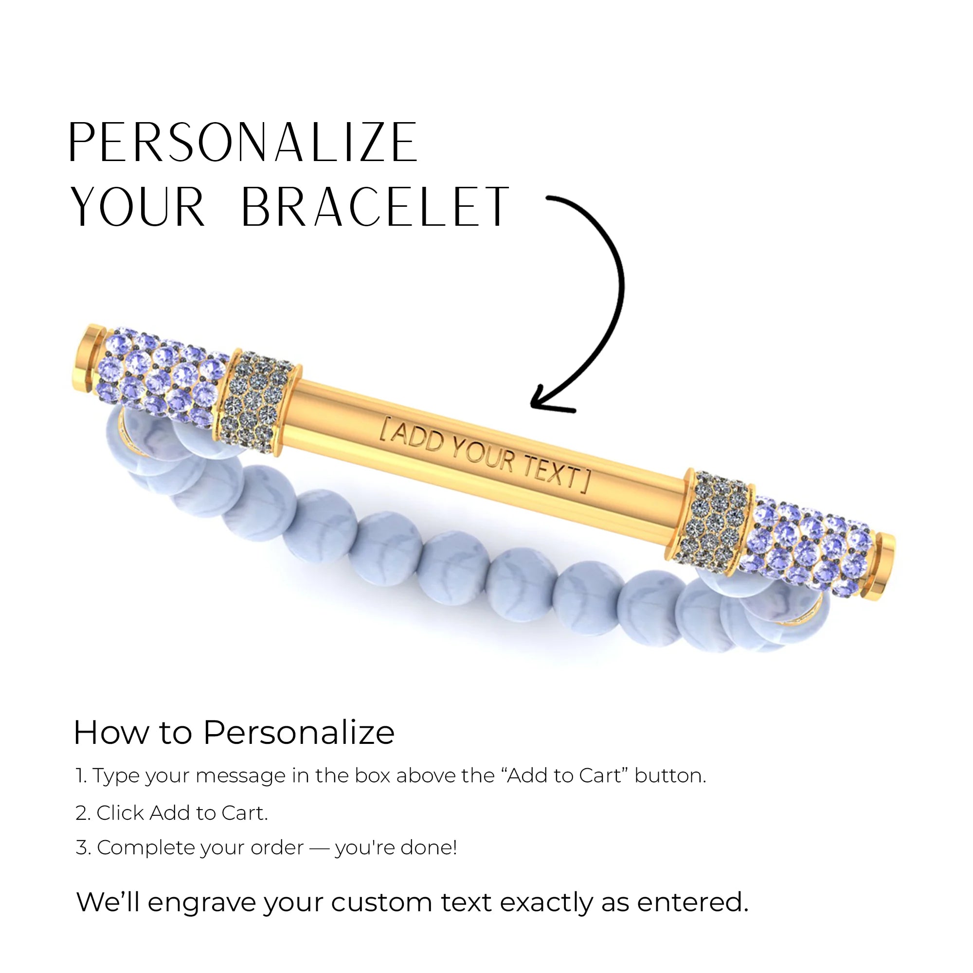 Blue Lace Agate & Diamond Baton Bracelet