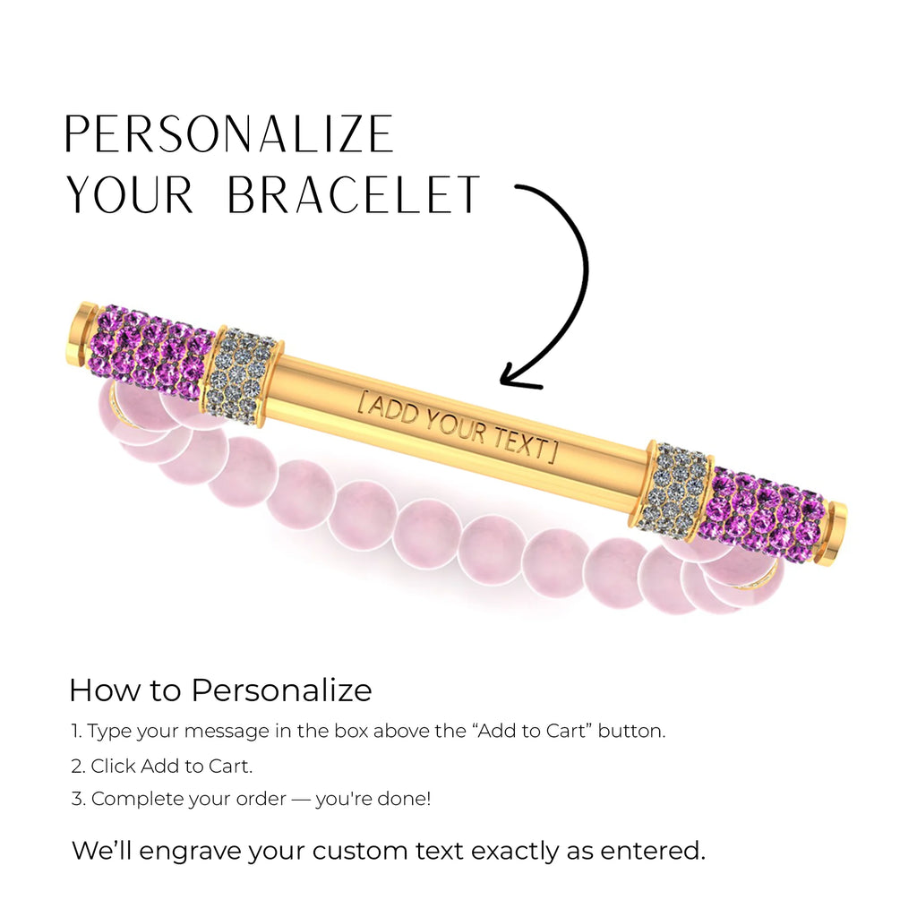 Rose Quartz & Diamond Baton Bracelet