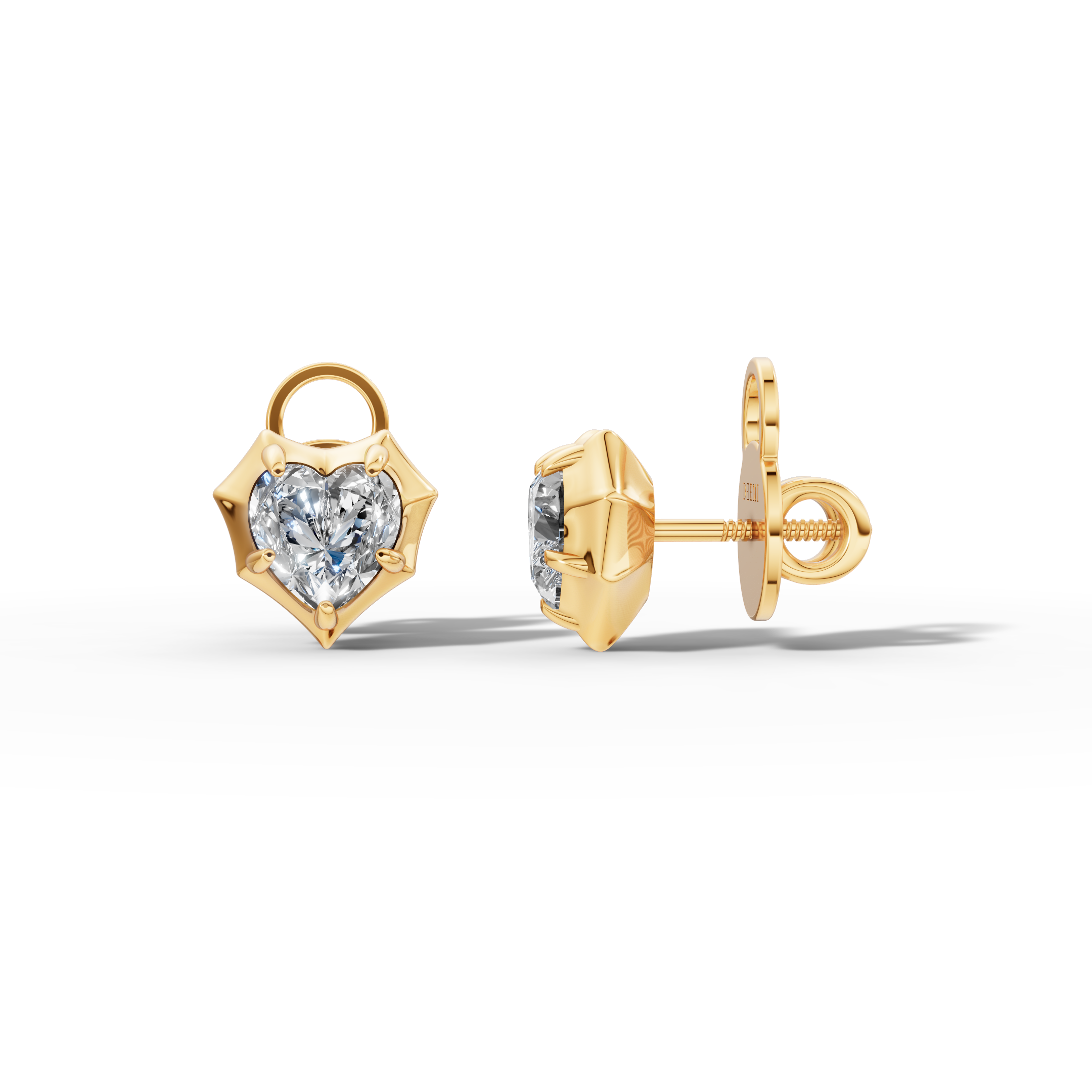 Étoile Heart Solid Gold Studs