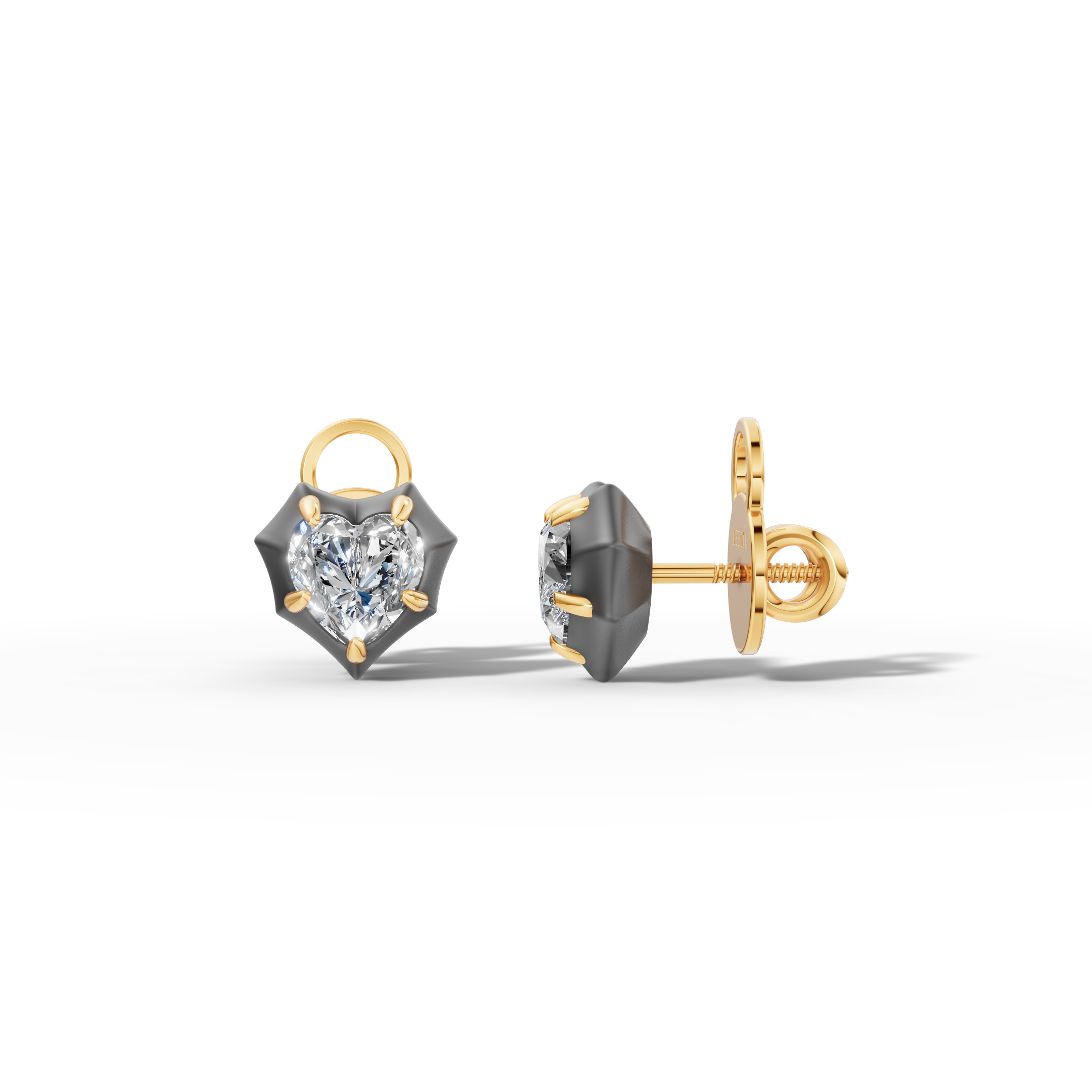Étoile Heart Solid Gold Studs
