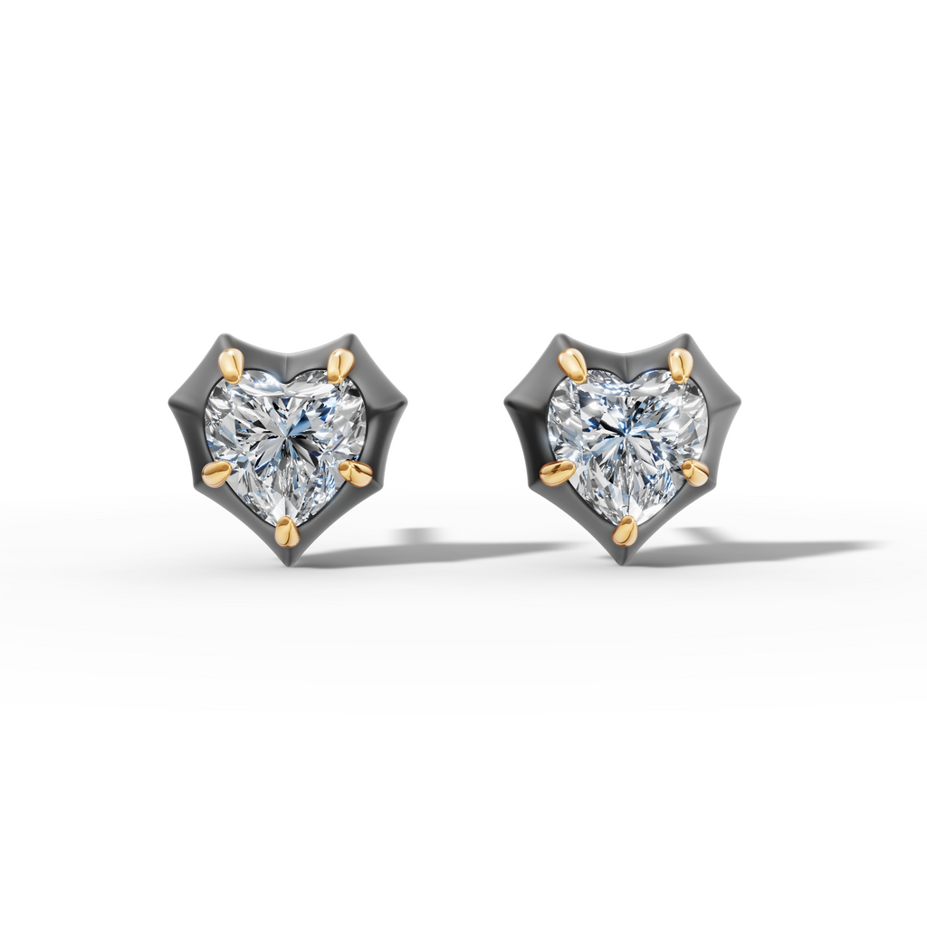 Étoile Heart Solid Gold Studs