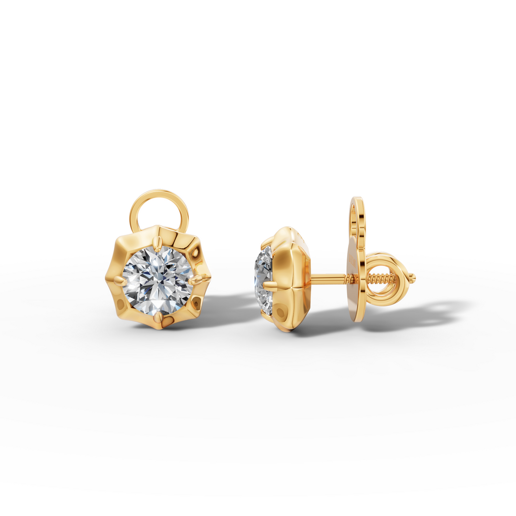 Étoile Round Solid Gold Studs