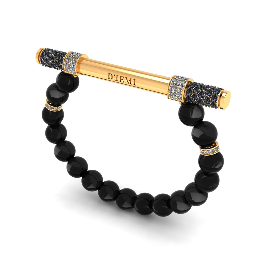 Black Onyx & Diamond Baton Bracelet