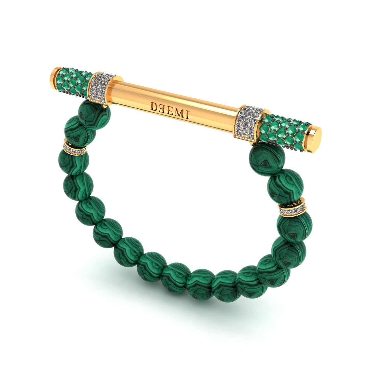 Malachite & Diamond Baton Bracelet