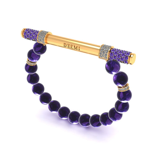 Amethyst & Diamond Baton Bracelet
