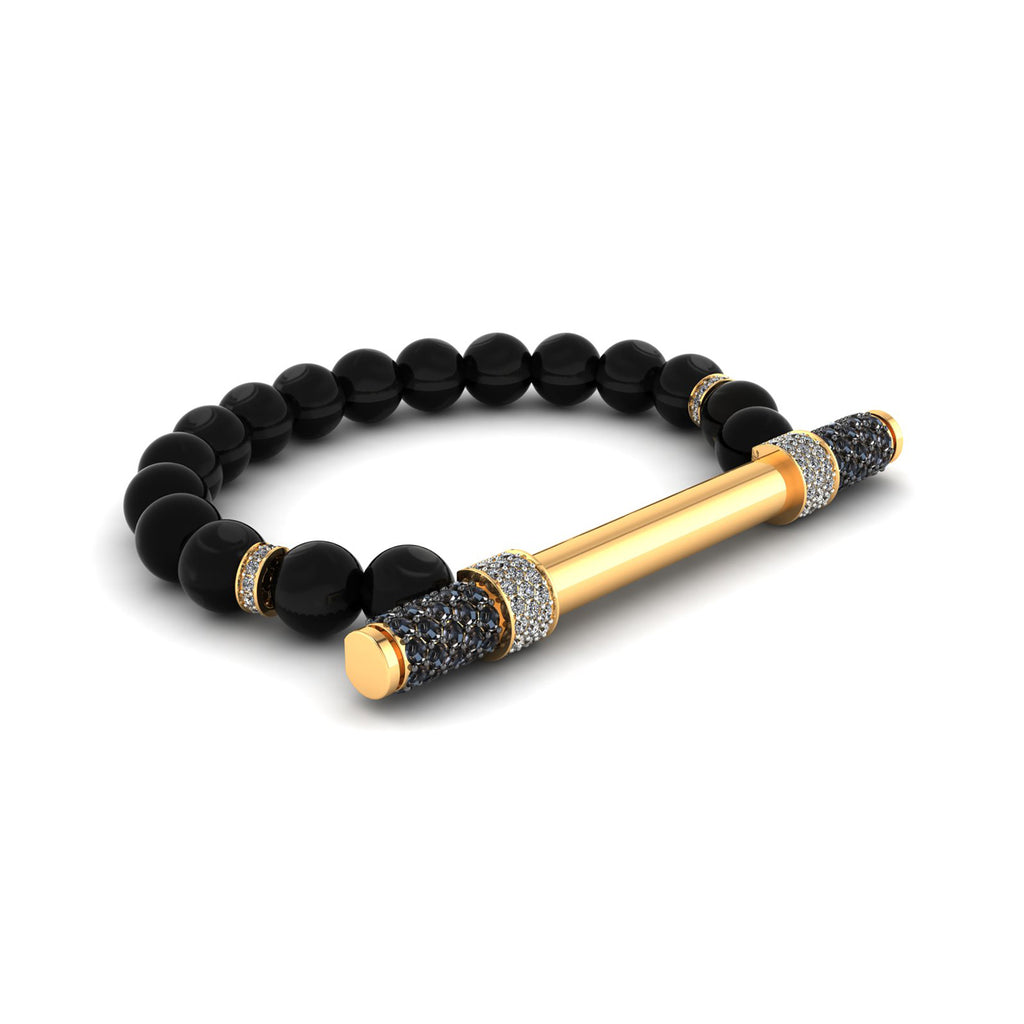 Black Onyx & Diamond Baton Bracelet