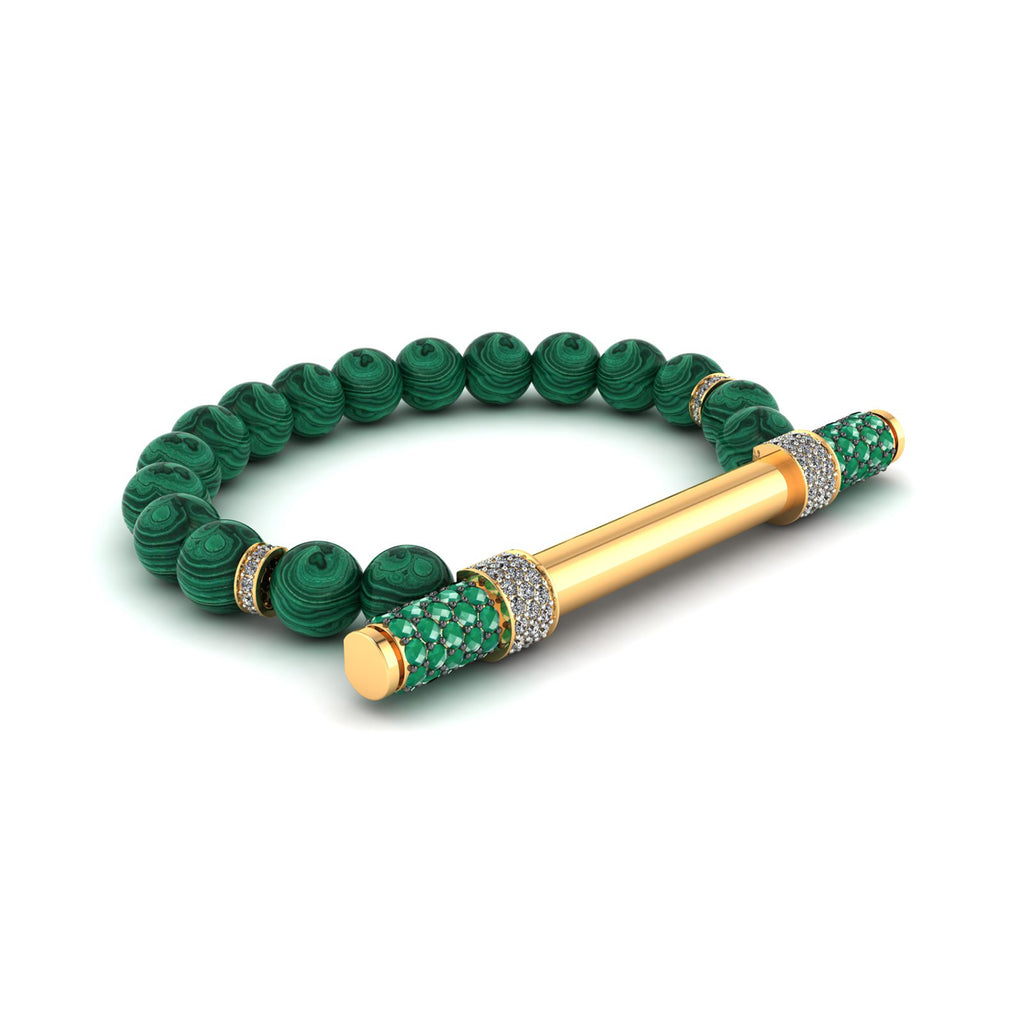 Malachite & Diamond Baton Bracelet