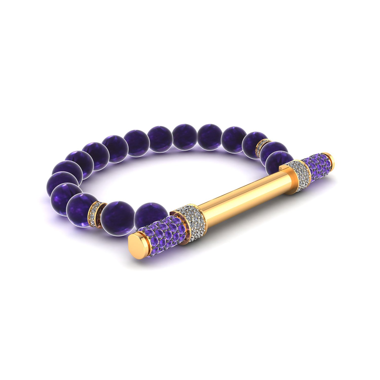 Amethyst & Diamond Baton Bracelet
