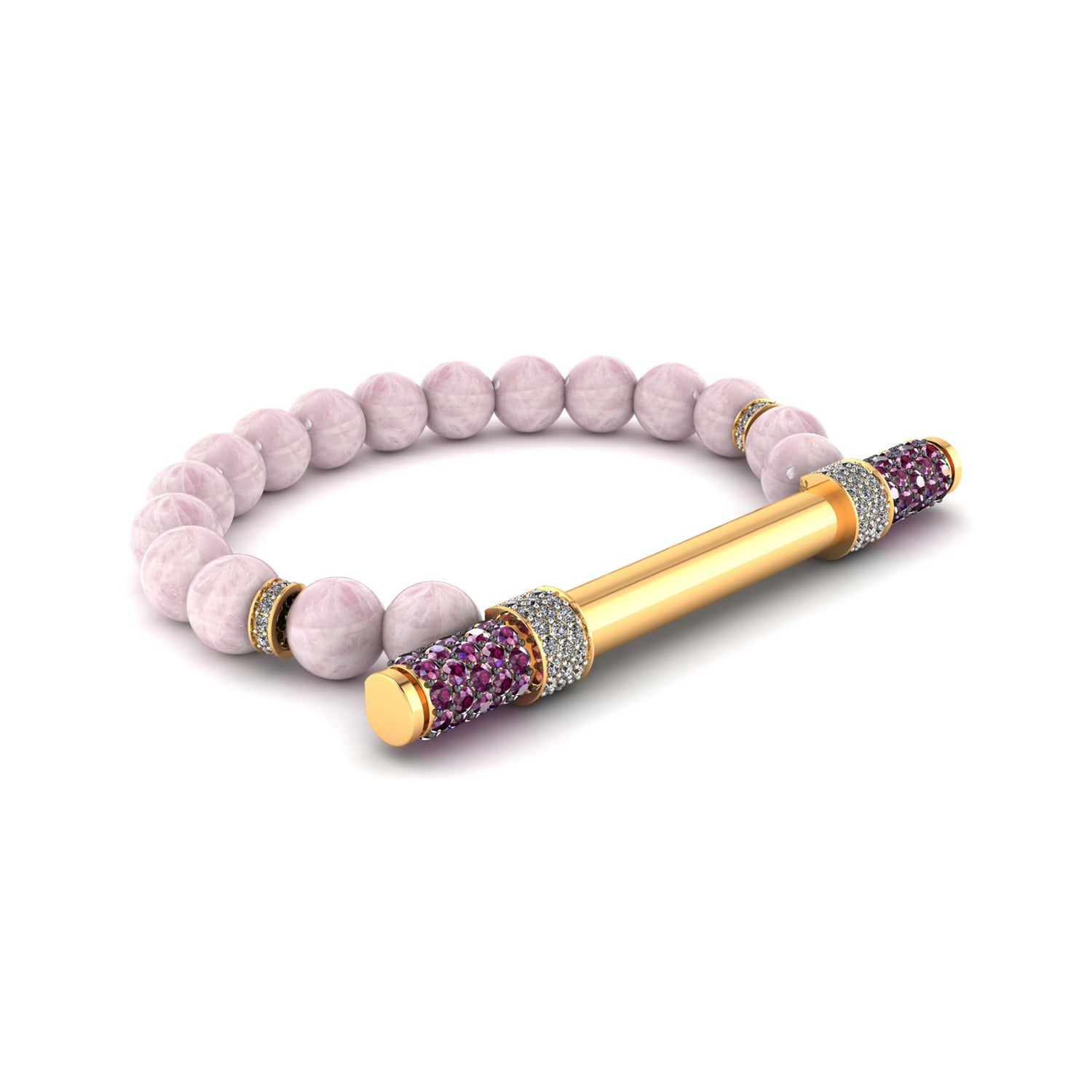 Kunzite & Diamond Baton Bracelet