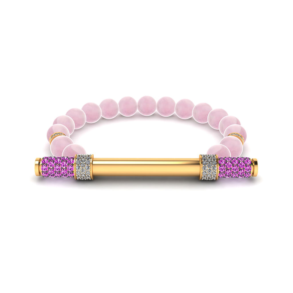 Rose Quartz & Diamond Baton Bracelet