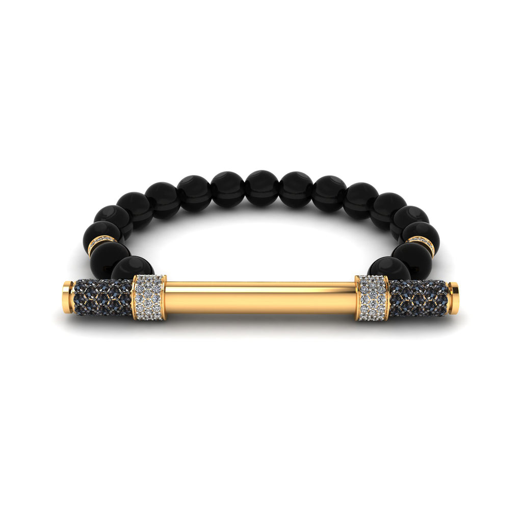 Black Onyx & Diamond Baton Bracelet