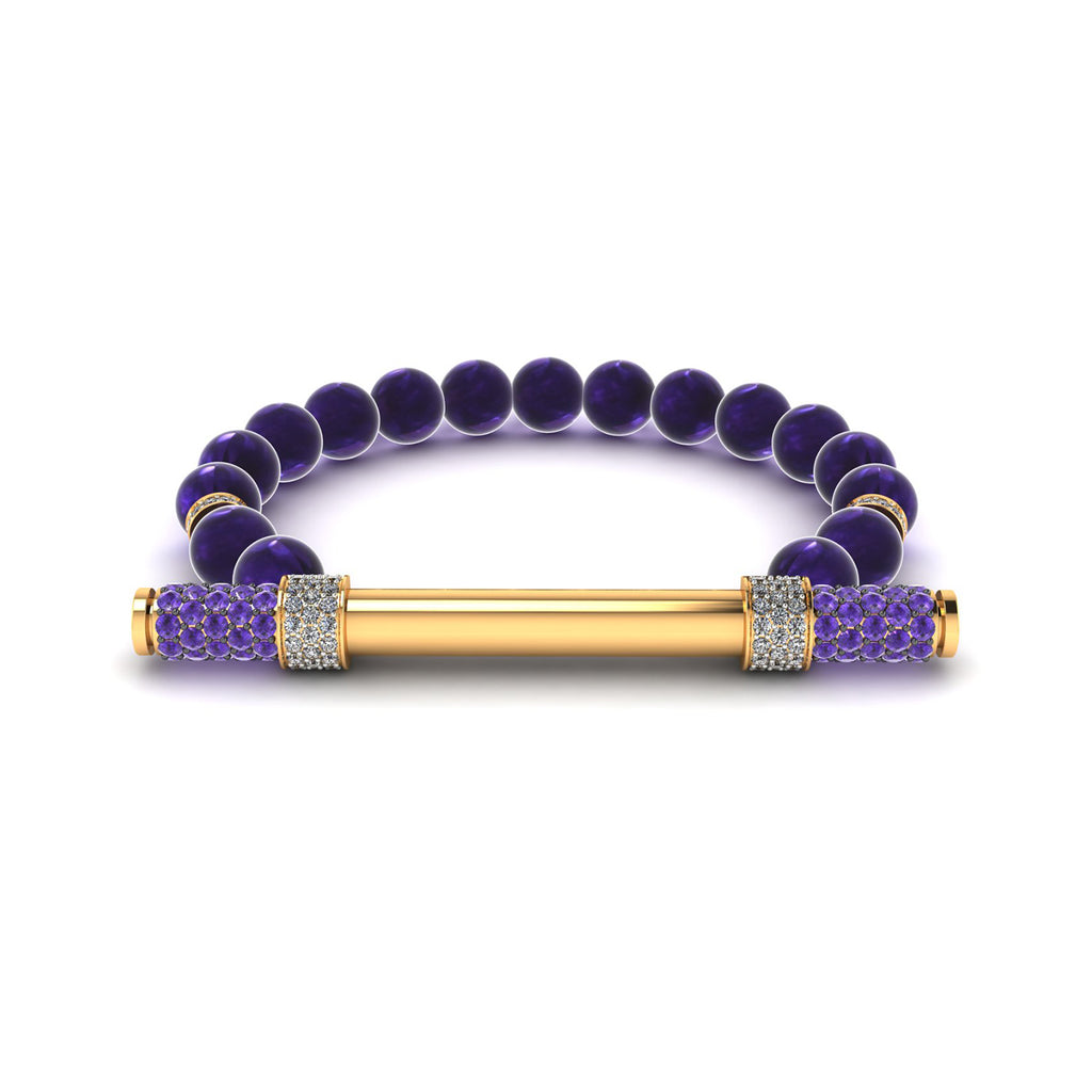 Amethyst & Diamond Baton Bracelet