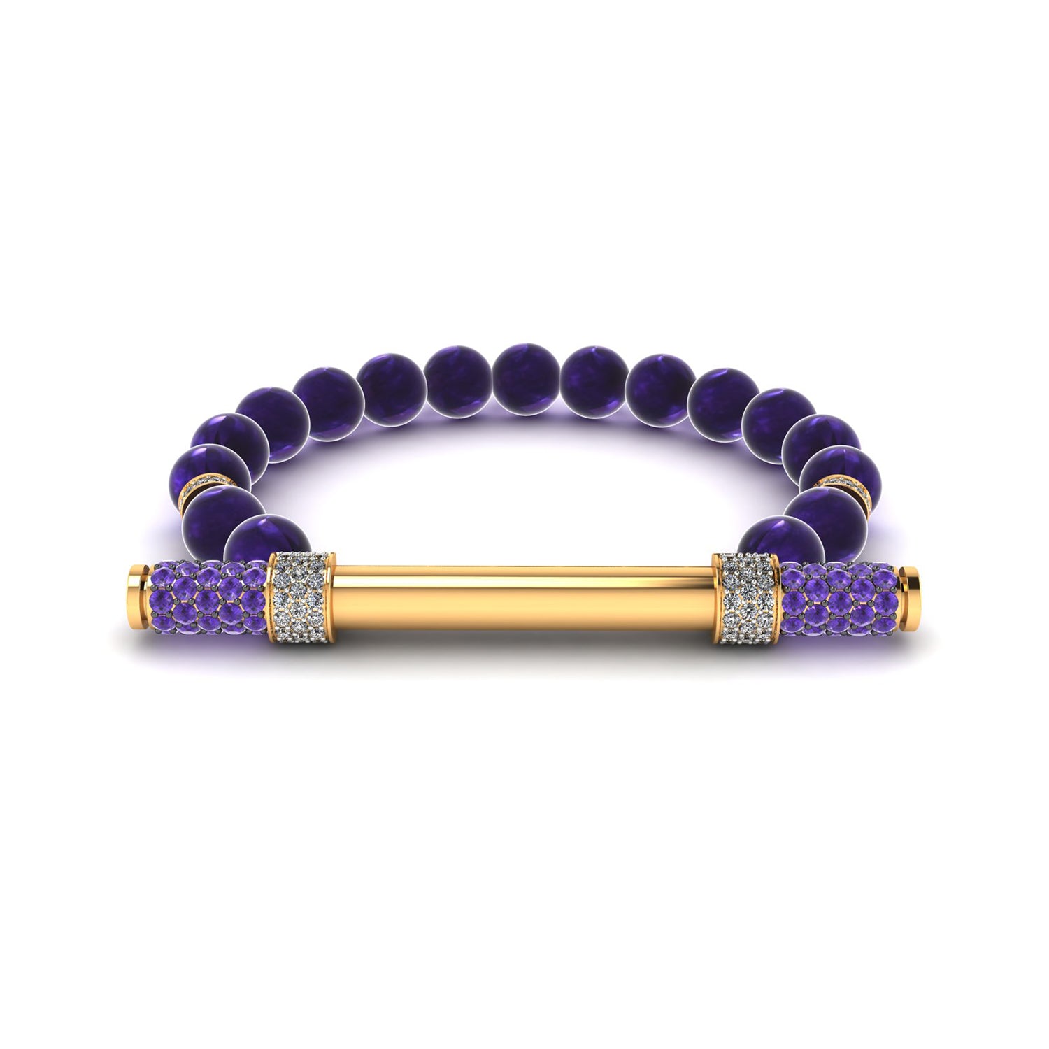 Amethyst & Diamond Baton Bracelet