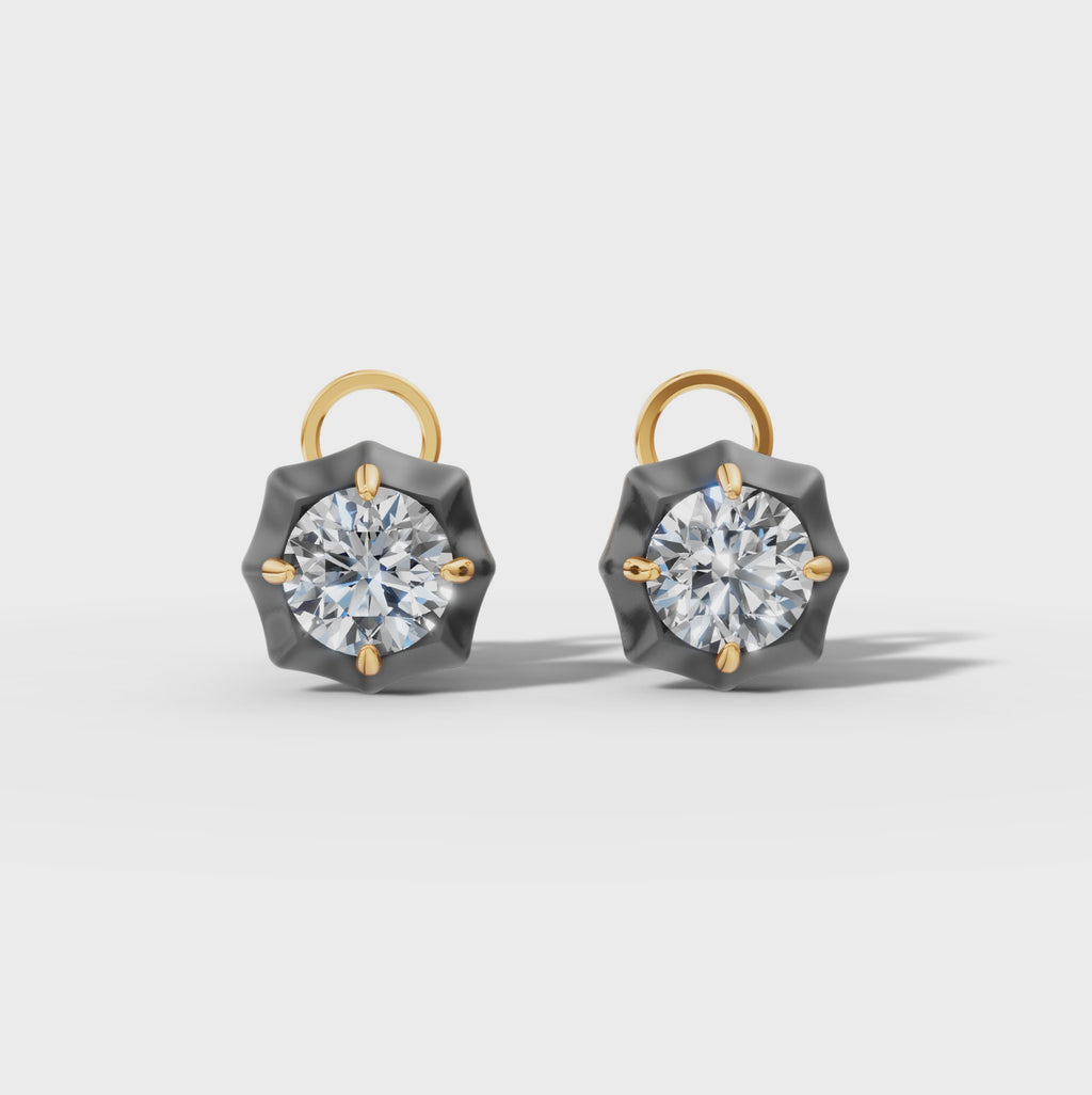 Étoile Round Solid Gold Studs