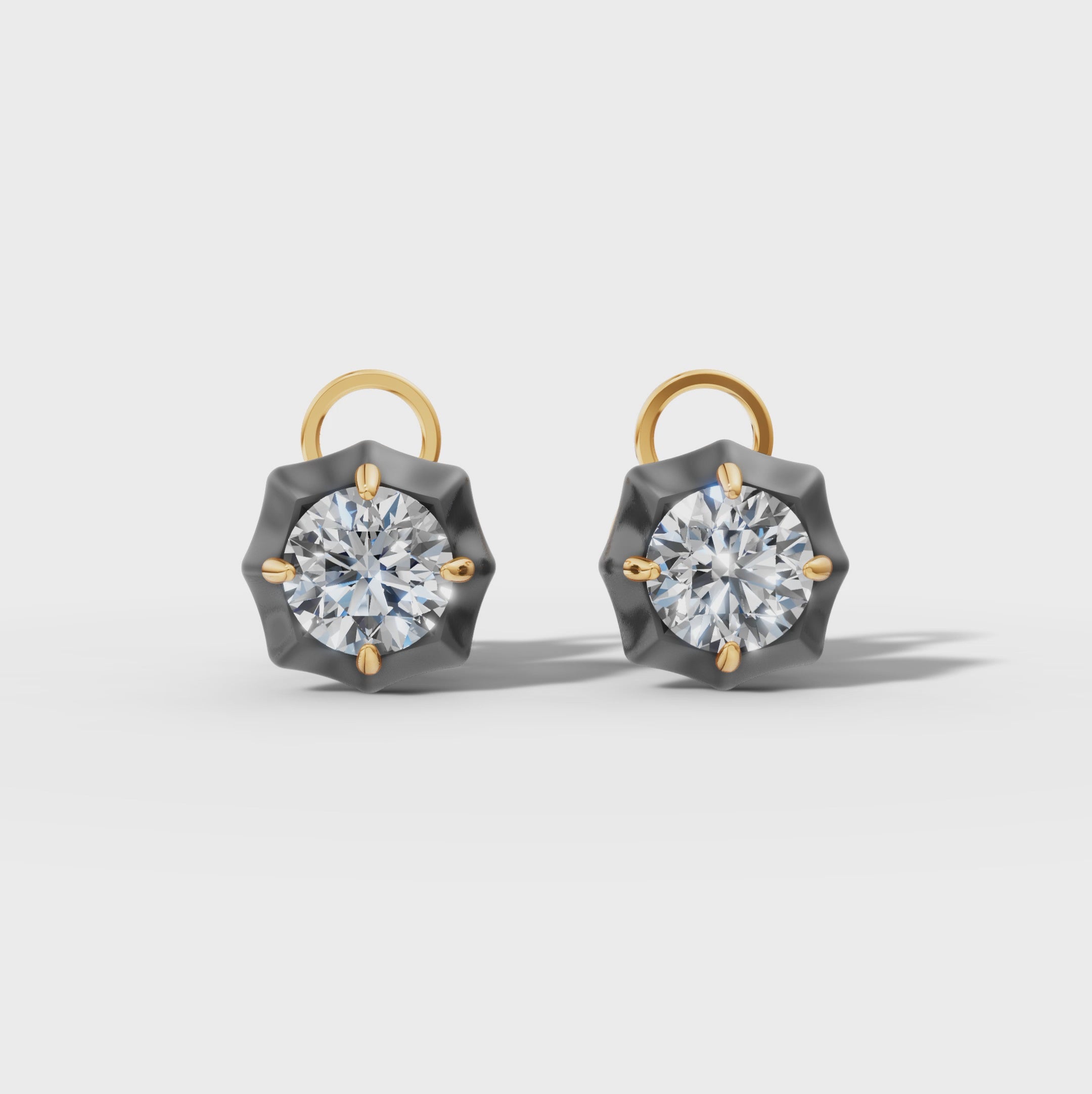 Étoile Round Solid Gold Studs