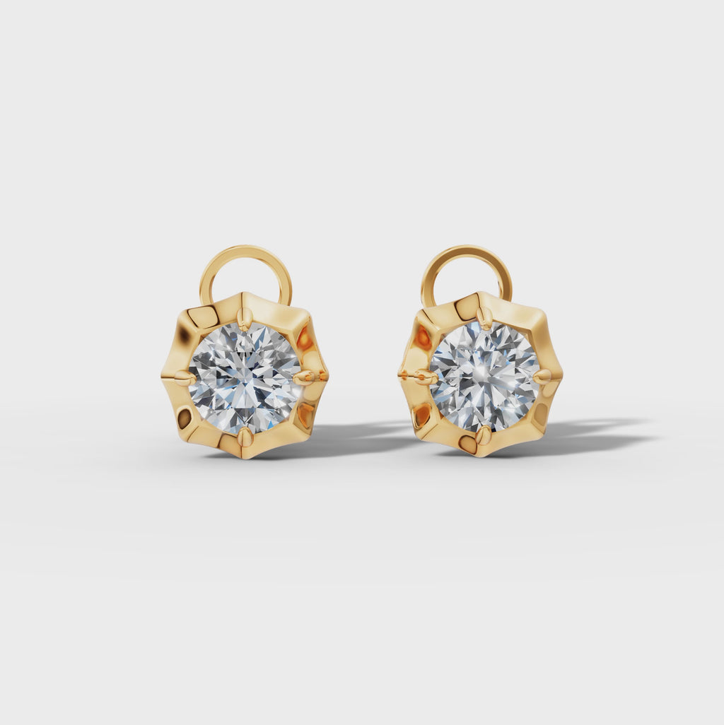 Étoile Round Solid Gold Studs