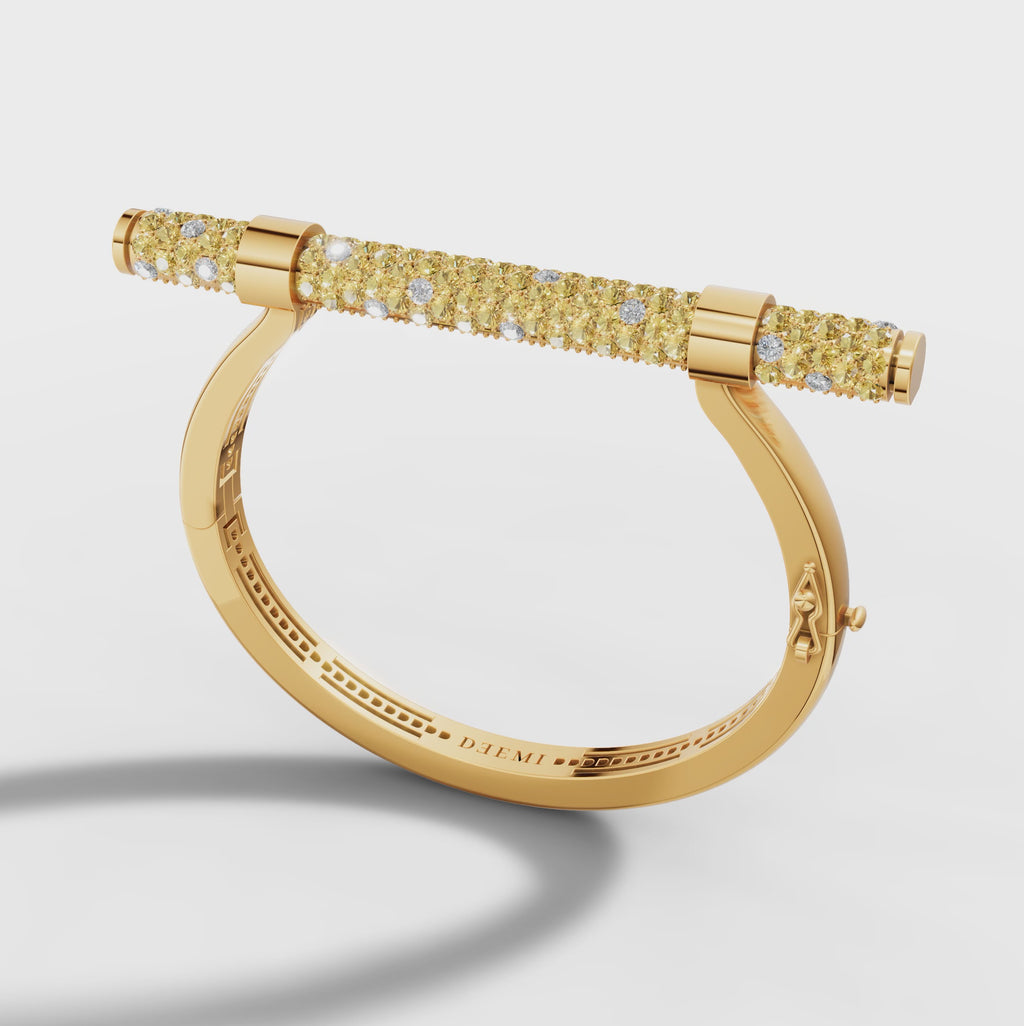 Citrine & Diamond Handcuff Bracelet for Women